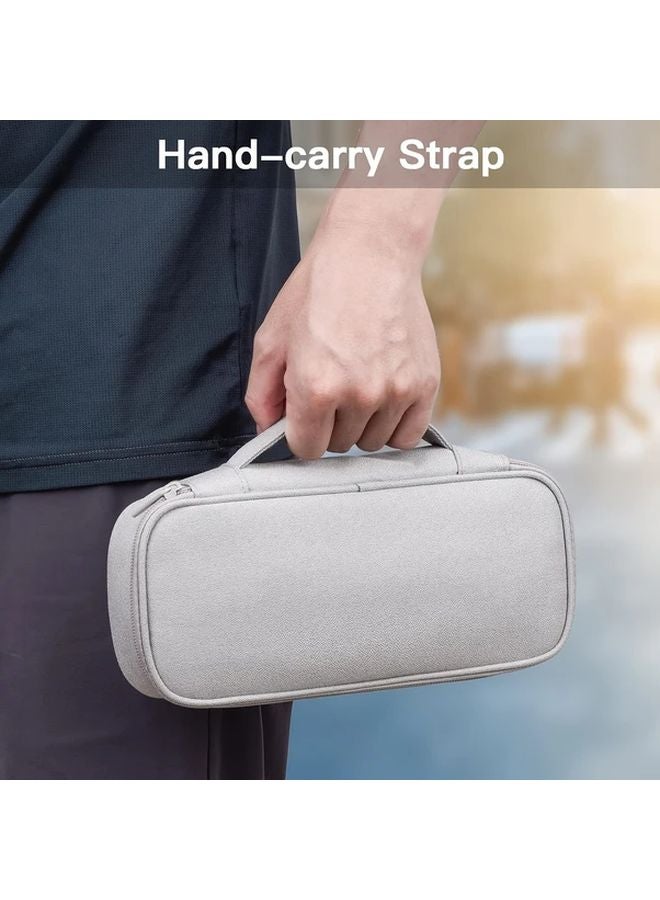 Large Gray Linen Travel Cable Organizer Bag For Chargers Power Banks External Devices - Image 3